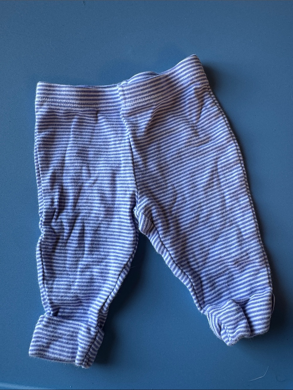 Striped Baby Leggings in Light Blue and White